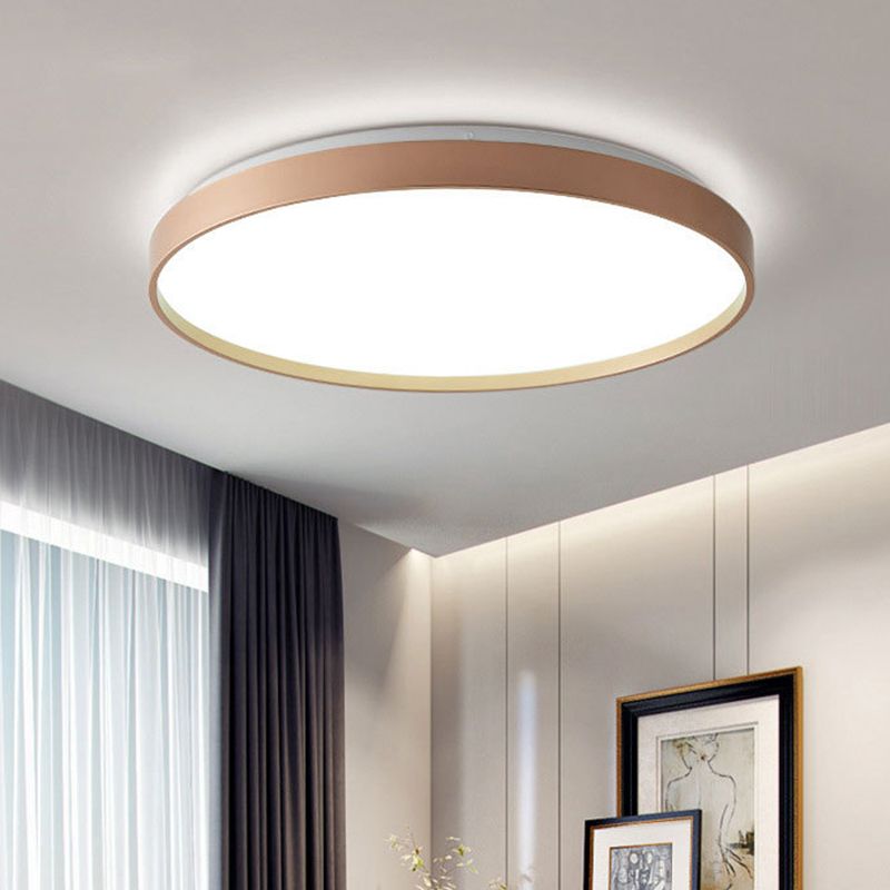 Arisha Plafoniera Rotonda Minimalista in Metallo/Acrilico, Bianco/Caffè/Grigio/Oro