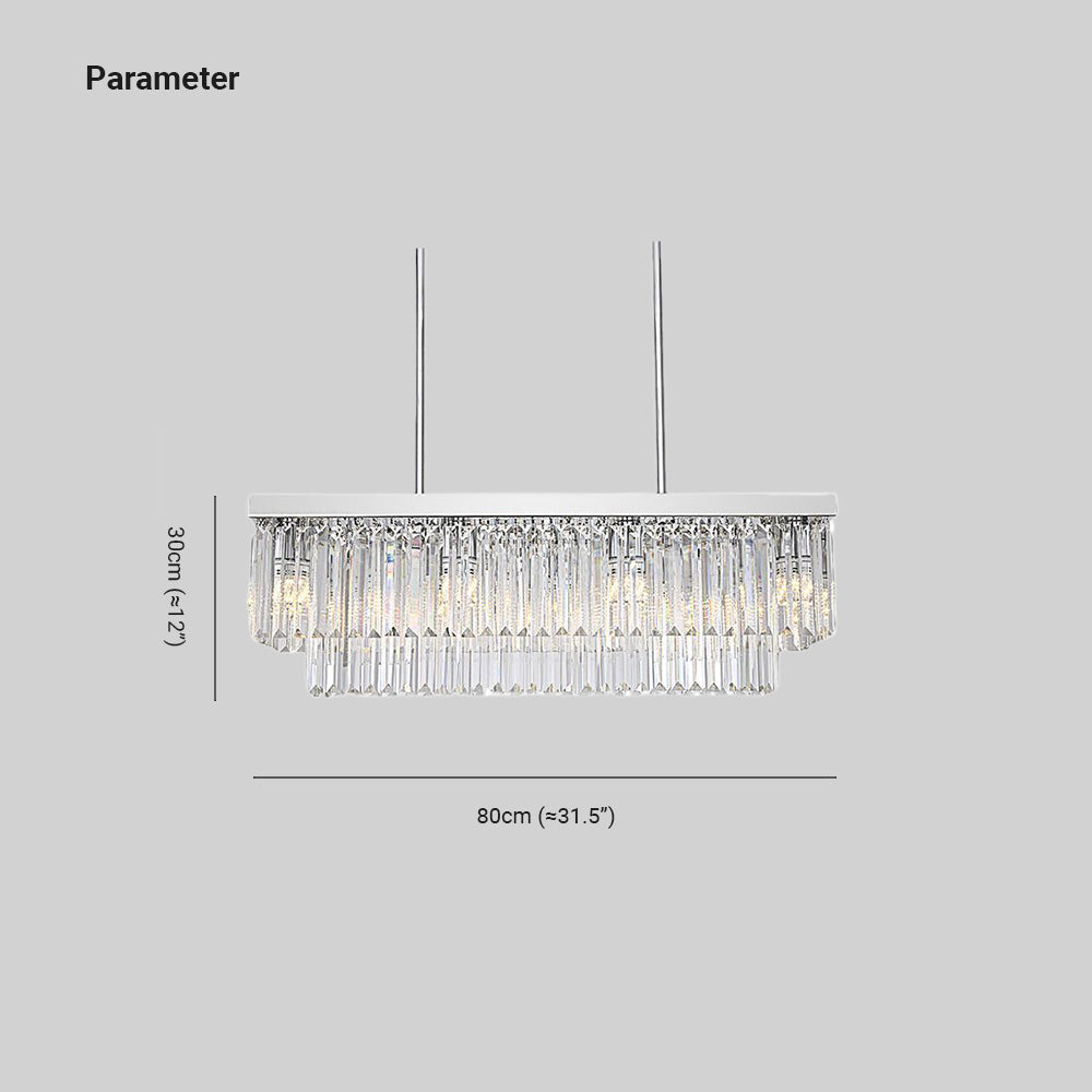 Kristy Design LED Lampadario Rettangolare d'Arte Moderna in Cristallo/Metallo Argento Soggiorno/Camera da Letto