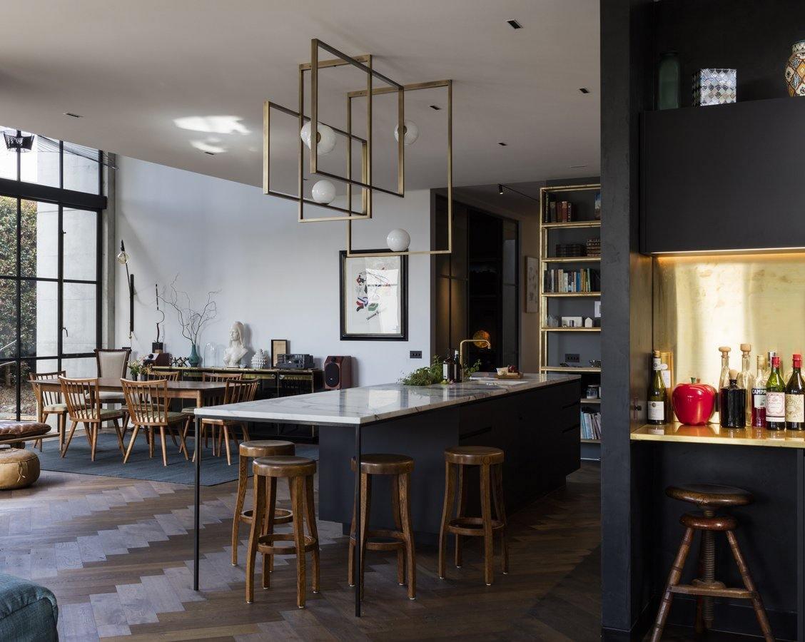 Veliiel lampadario Mondrian Geometrico in vetro e ottone moderno