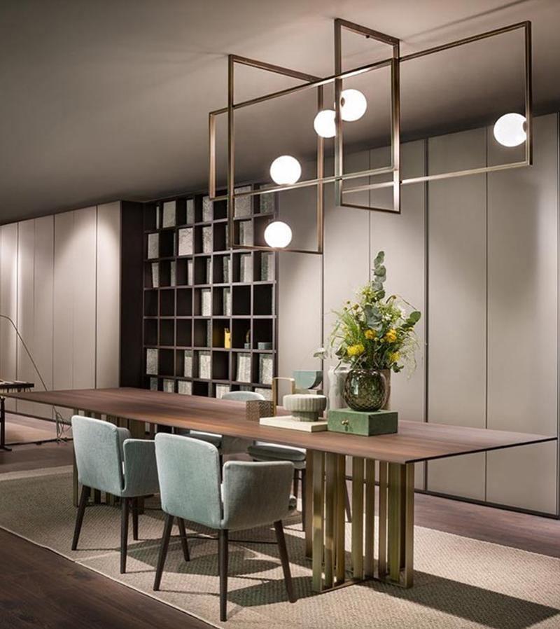 Veliiel lampadario Mondrian Geometrico in vetro e ottone moderno