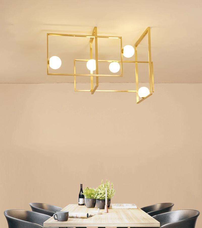 Veliiel lampadario Mondrian Geometrico in vetro e ottone moderno