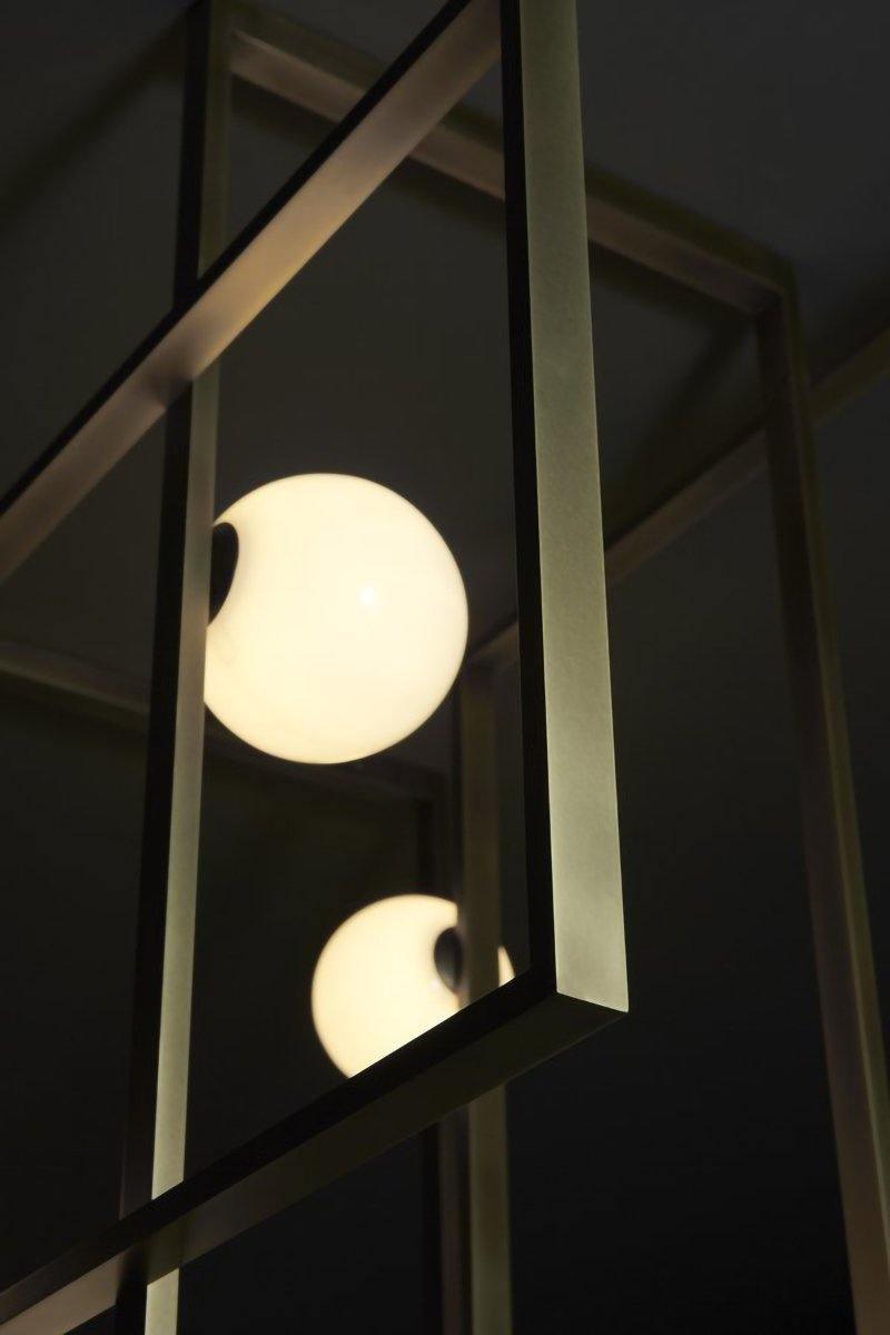 Veliiel lampadario Mondrian Geometrico in vetro e ottone moderno