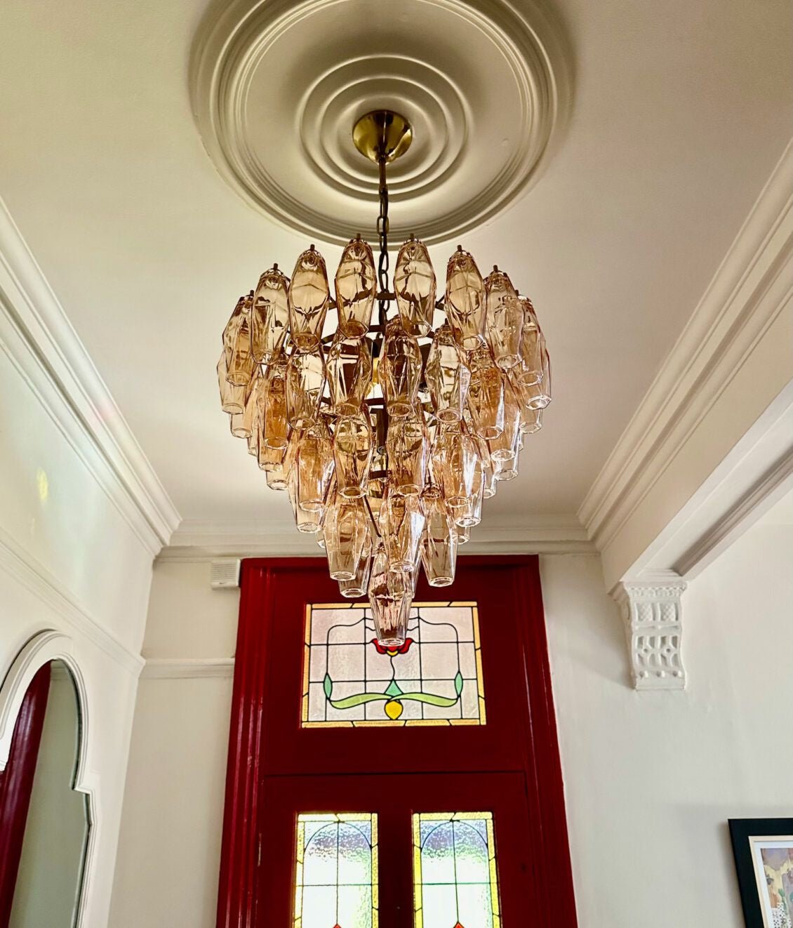 Eirenora lampadario vetro Rosa Multifaccettato a Strati vintage