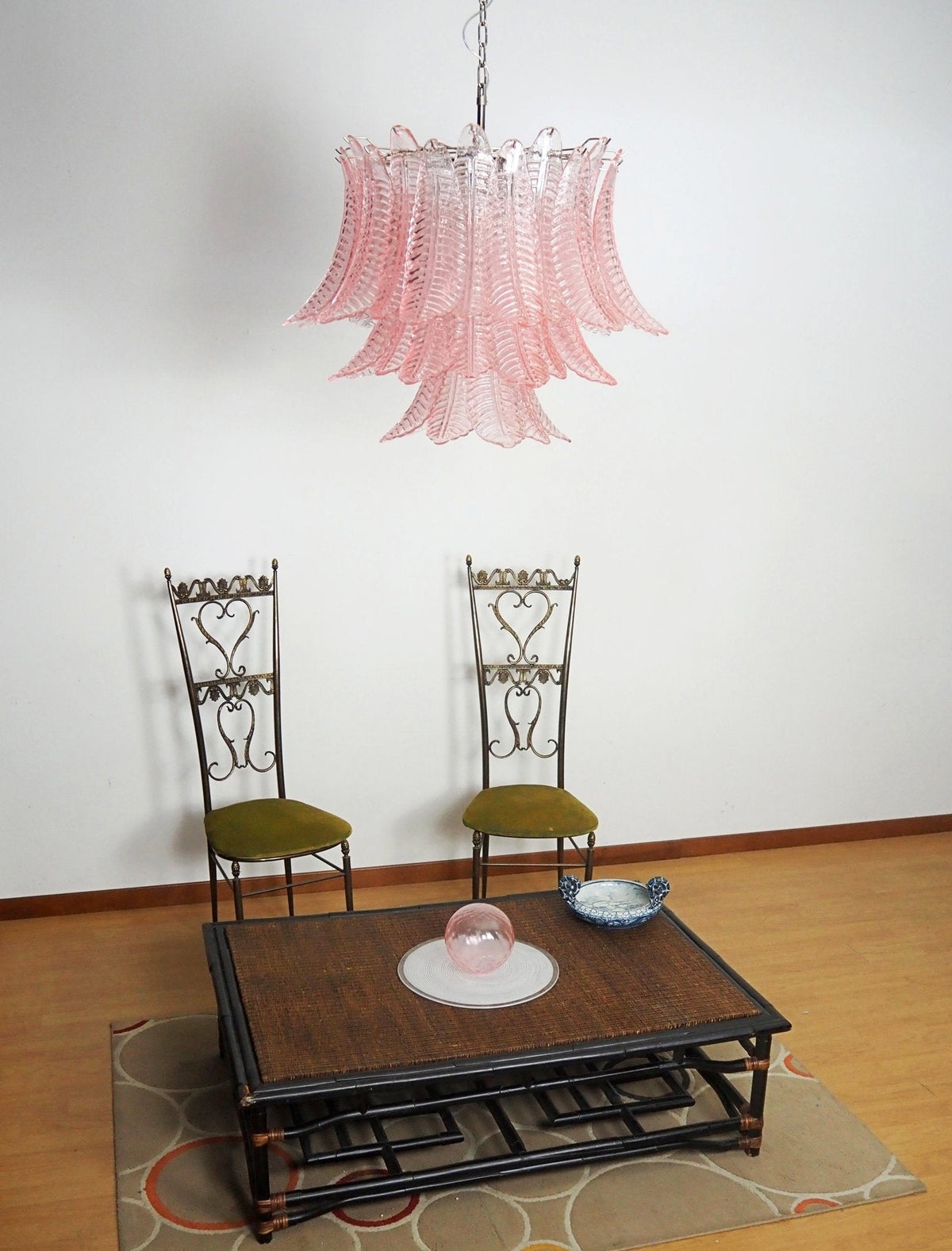 Celiaria lampadario Foglie in vetro Rosa Stratificato elegante lusso