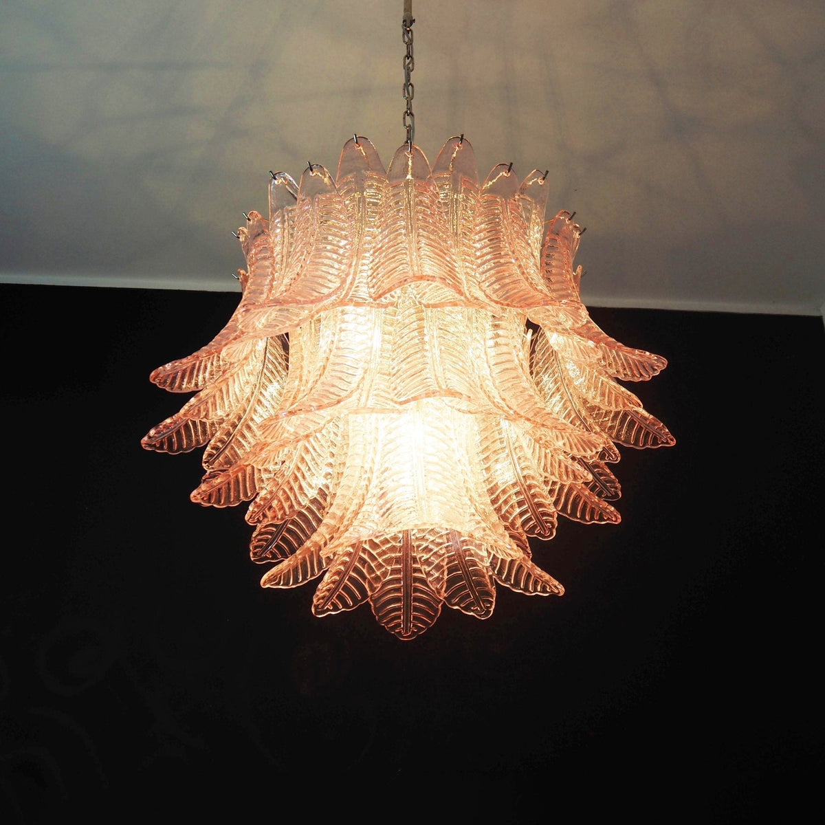 Celiaria lampadario Foglie in vetro Rosa Stratificato elegante lusso