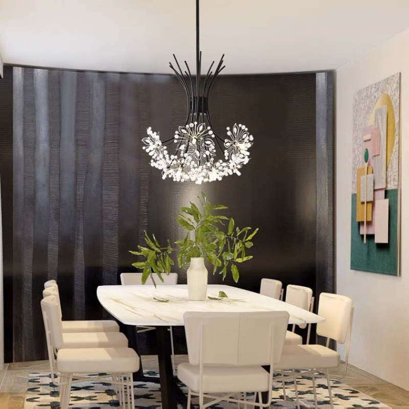 Arisha Moderna Arte Deco Lampada a Sospensione Sputnik Metallo/Acrilico Nero/Oro