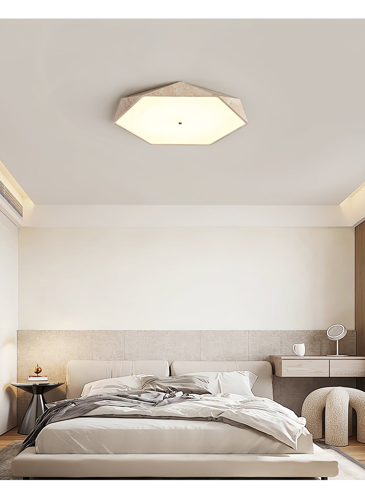 Hexagonal lampada da soffitto in travertino