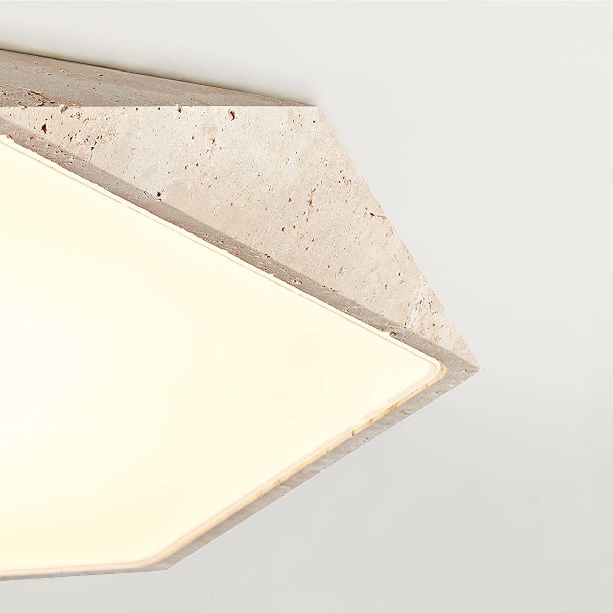 Hexagonal lampada da soffitto in travertino