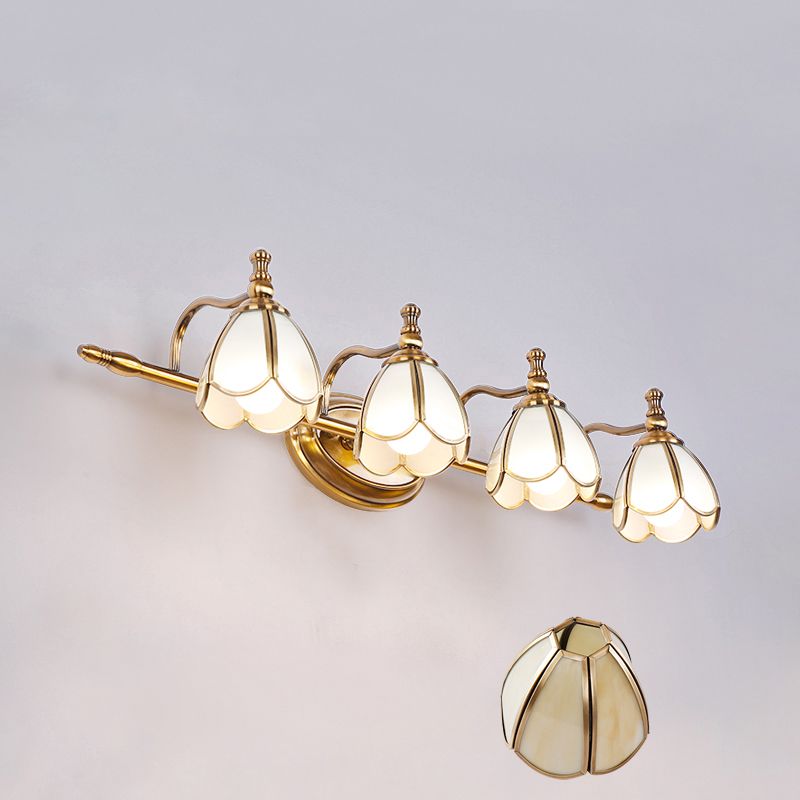 Arisha Vetro LED Fiore Bellissimo Vintage Applique Metallo Bianco/Giallo Soggiorno/Camera da Letto