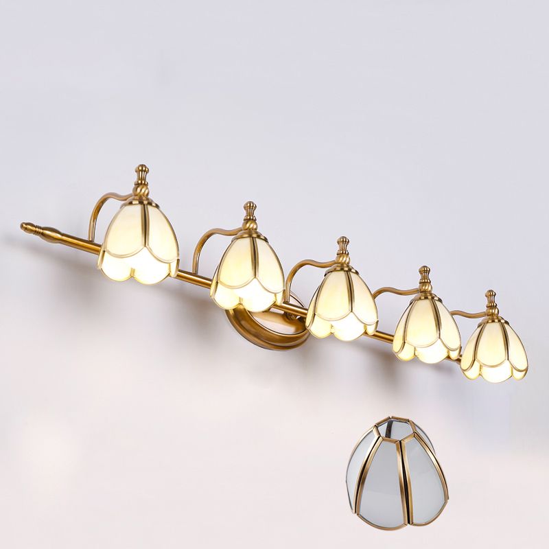 Arisha Vetro LED Fiore Bellissimo Vintage Applique Metallo Bianco/Giallo Soggiorno/Camera da Letto