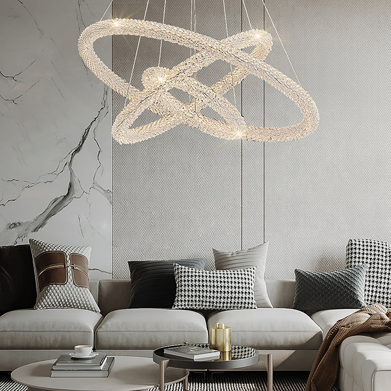 Kristy Lampada a Sospensione Arte Deco Metallo/Cristallo Bianco Soggiorno