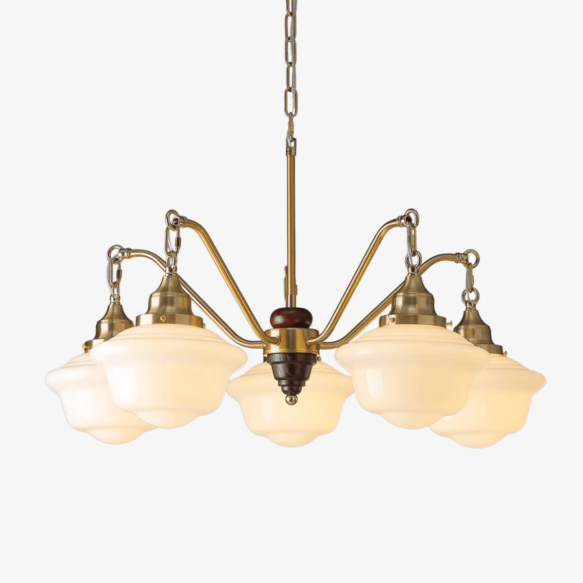 Syloira lampadario ottone legno vetro Smerigliato classico
