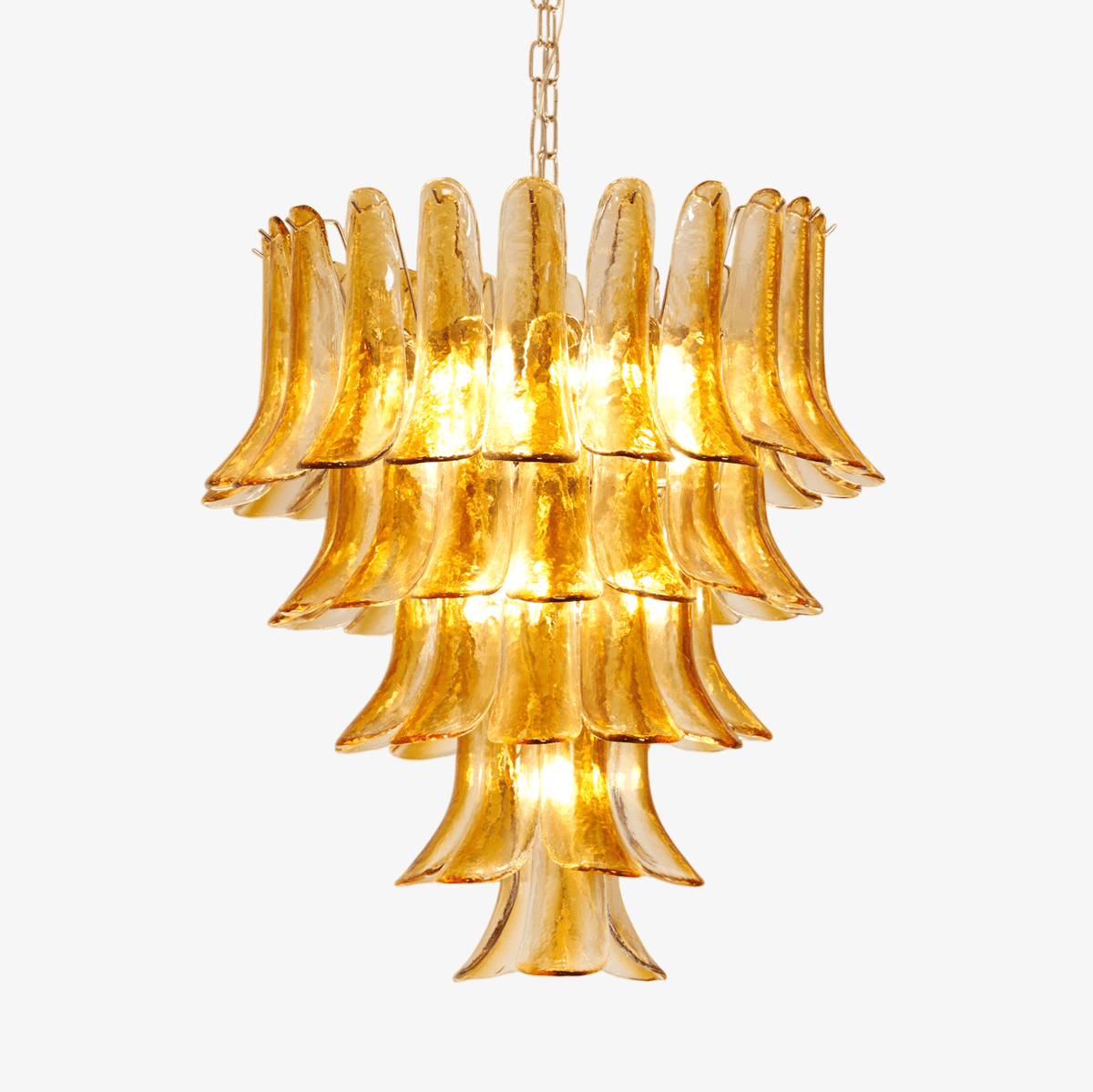 Liorisissa lampadario Giglio ambra vetro Murano Strutturato a Livelli