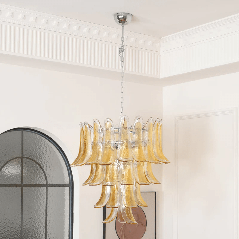 Liorisissa lampadario Giglio ambra vetro Murano Strutturato a Livelli