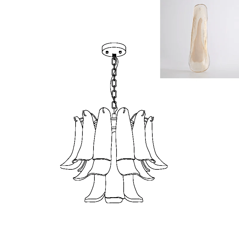 Glyra lampadario ambra Fioritura