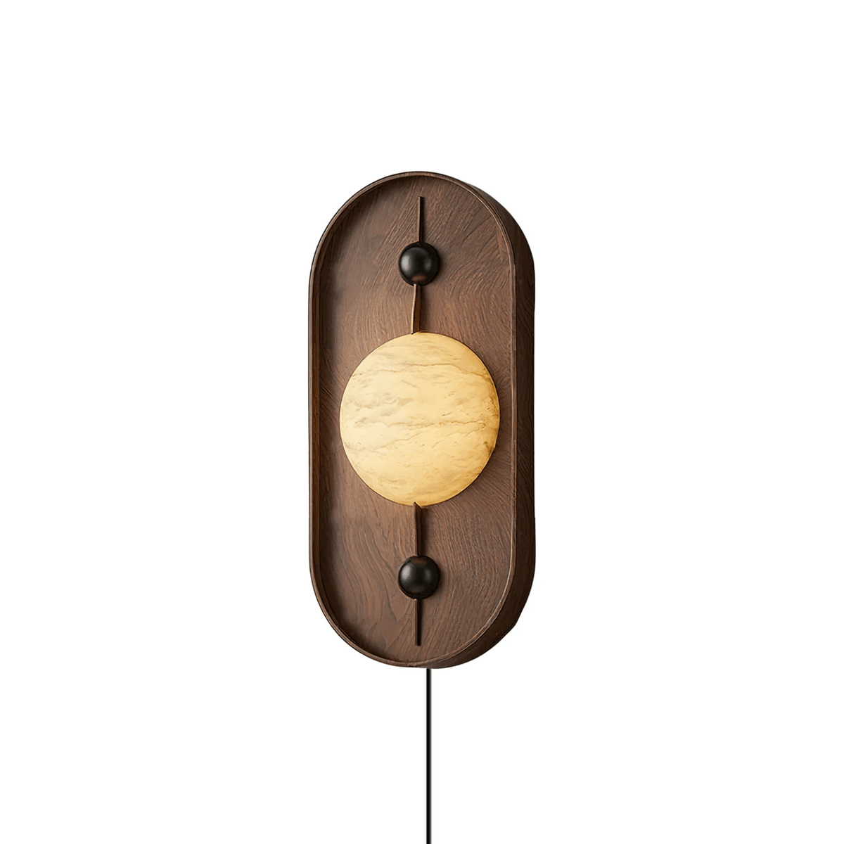 Nivuielle Oval alabastro legno Marrone lampada da parete