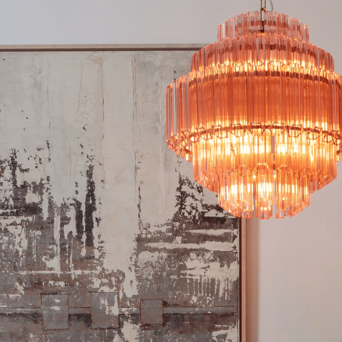Veleneon lampadario Tubi in vetro Rosa Esagonali Stratificati a Diamante