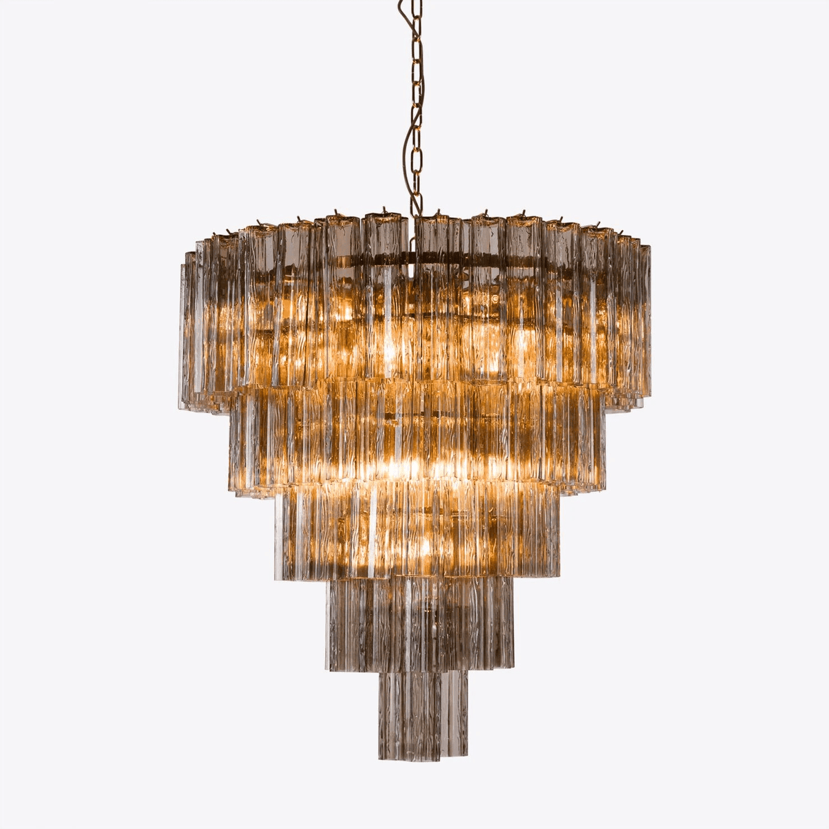 Celinian lampadario Cinque Livelli Tubi vetro a Coste grande di metà secolo