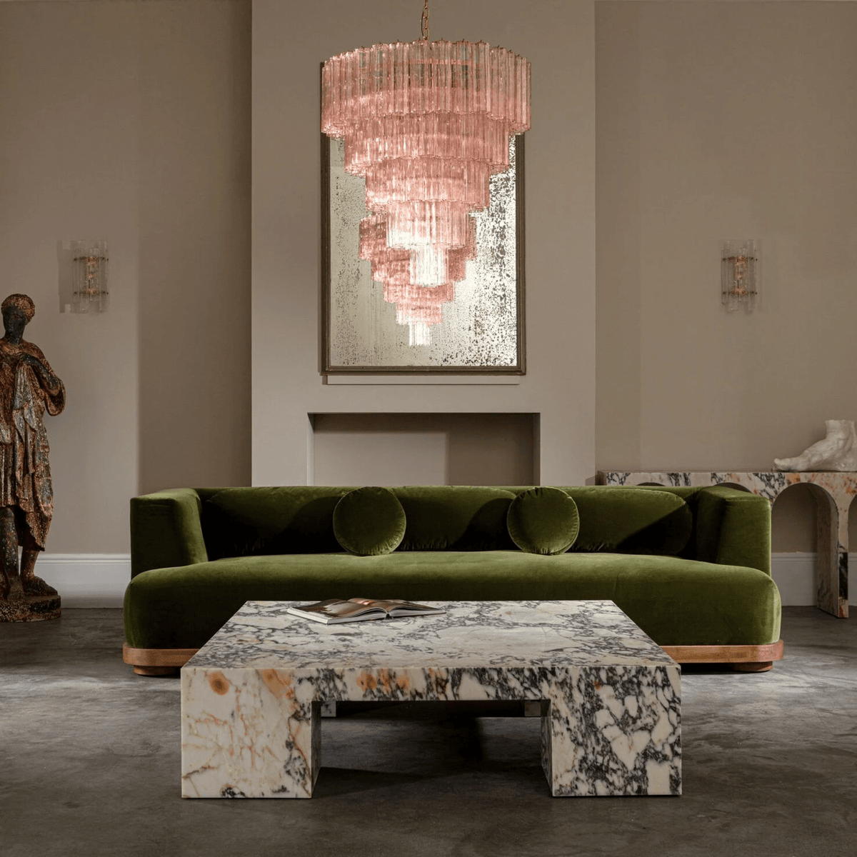 Celinian lampadario Cinque Livelli Tubi vetro a Coste grande di metà secolo