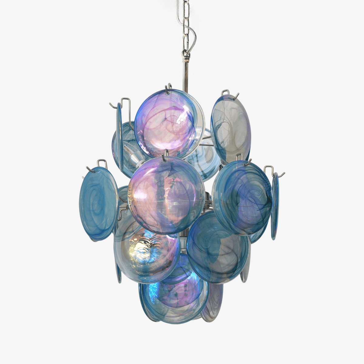 Liororine lampadario Blu vetro Murano Disco vintage