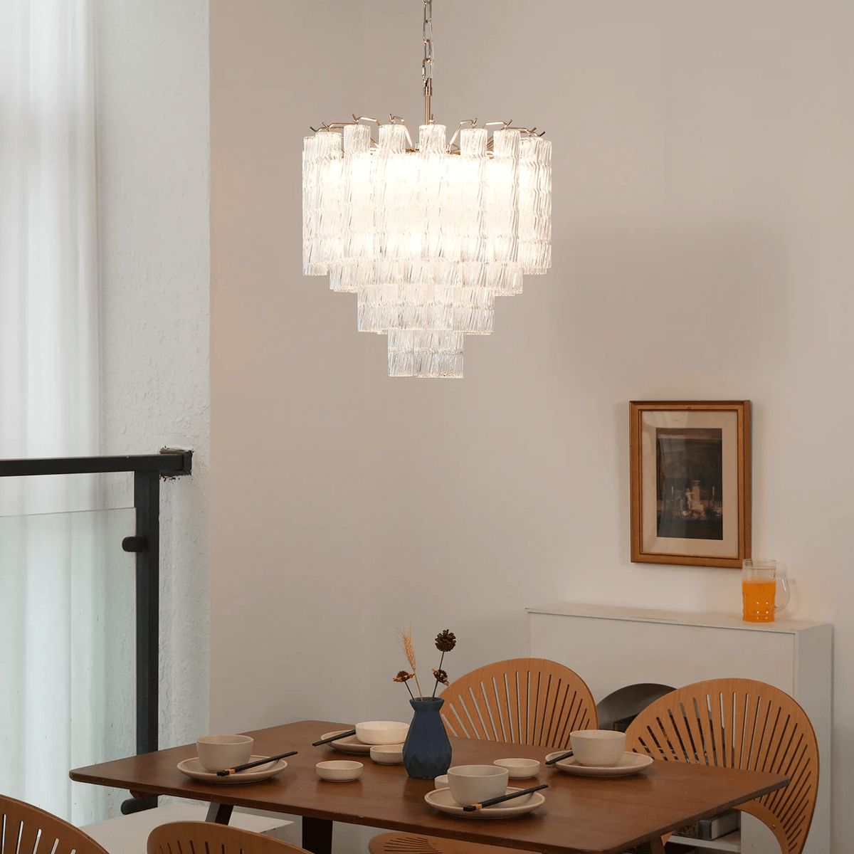 Veliella lampadario vetro Murano a Livelli Onde a Cascata