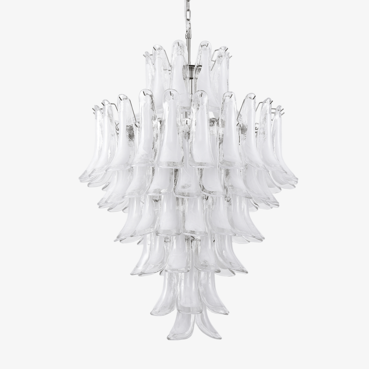 Eirivine lampadario petali in vetro bianco
