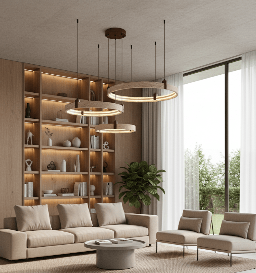 Celestial Orbit travertino Ring lampadario
