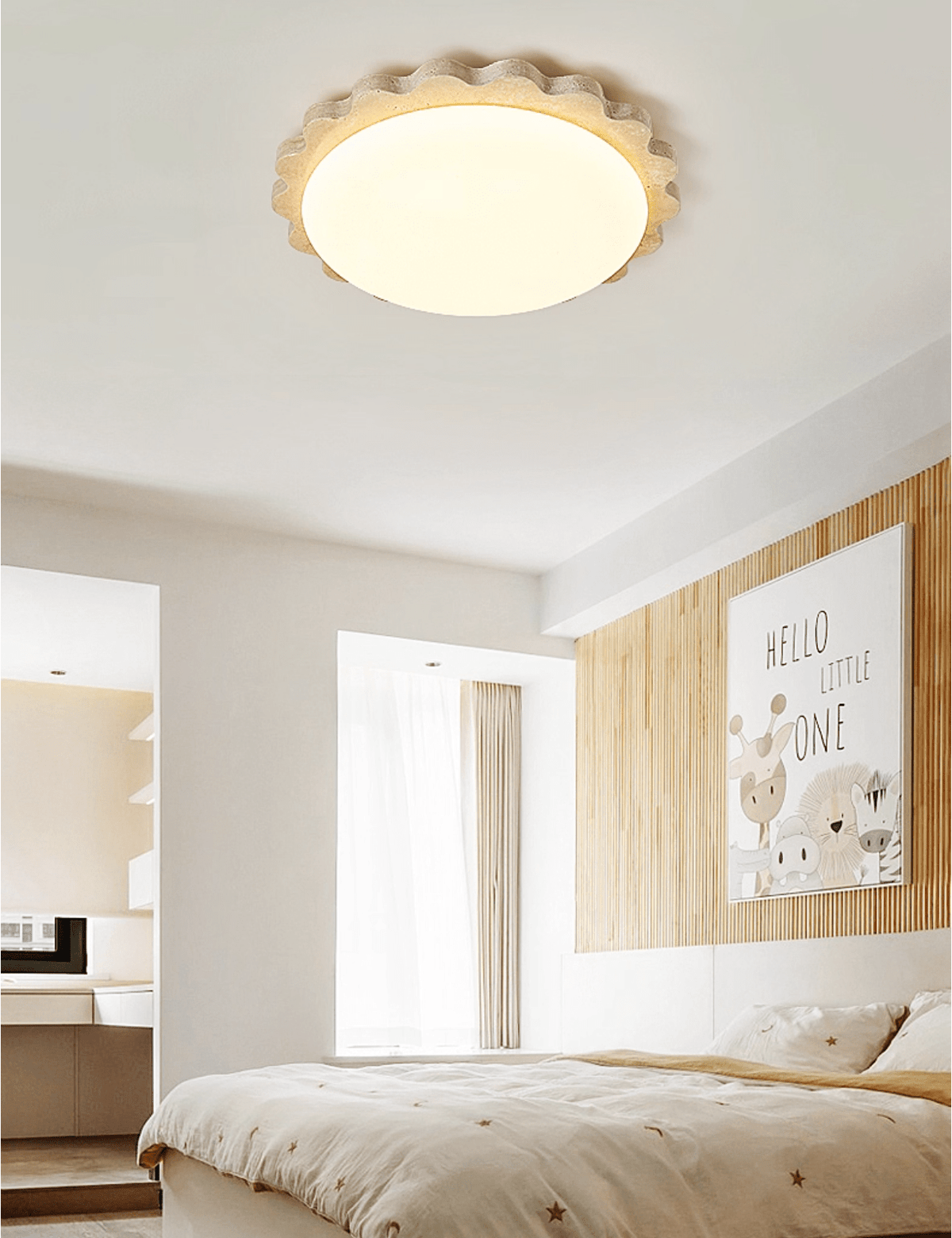 Crestwood lampada da soffitto in travertino giallo con bordo a festone
