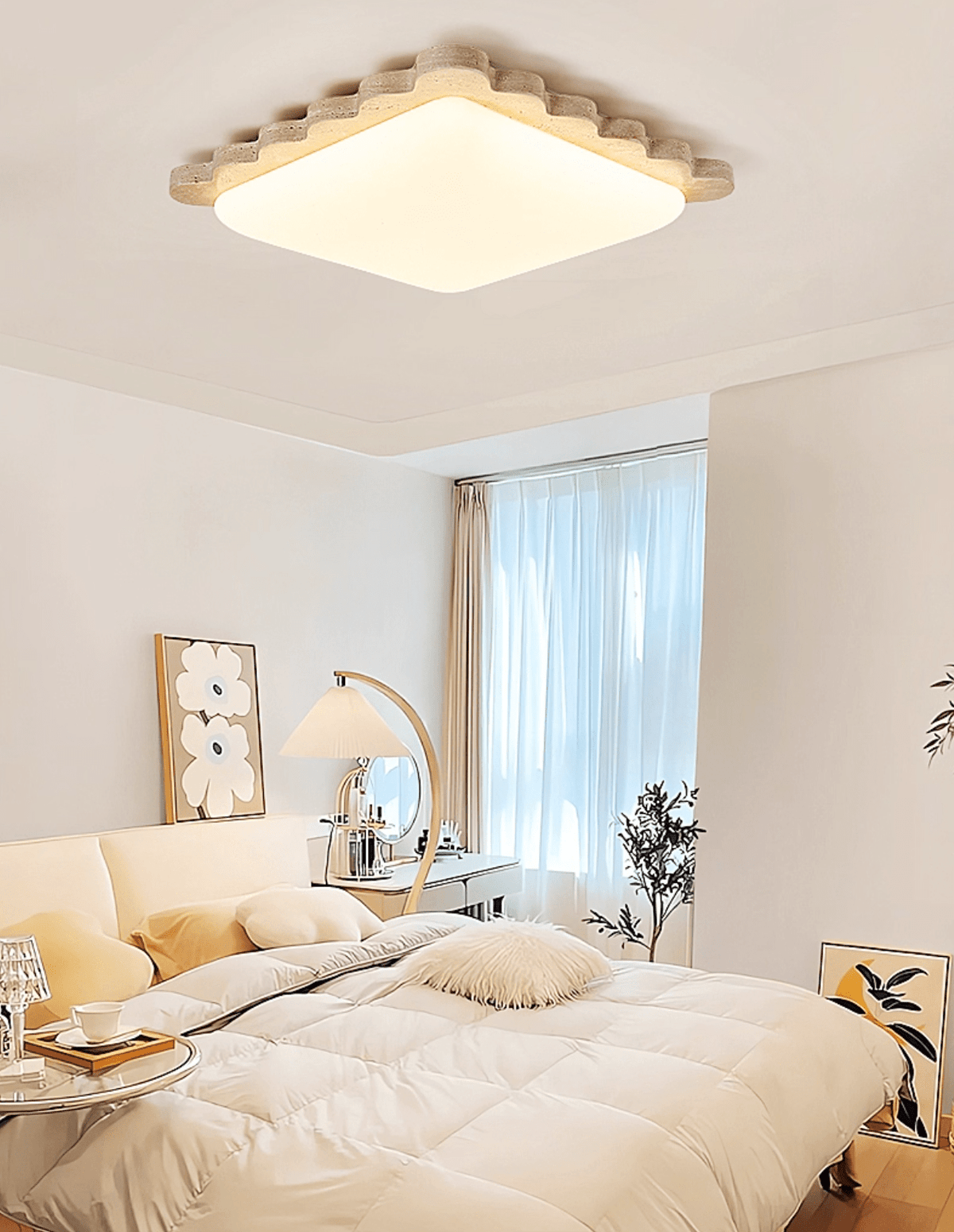 Crestwood lampada da soffitto in travertino giallo con bordo a festone
