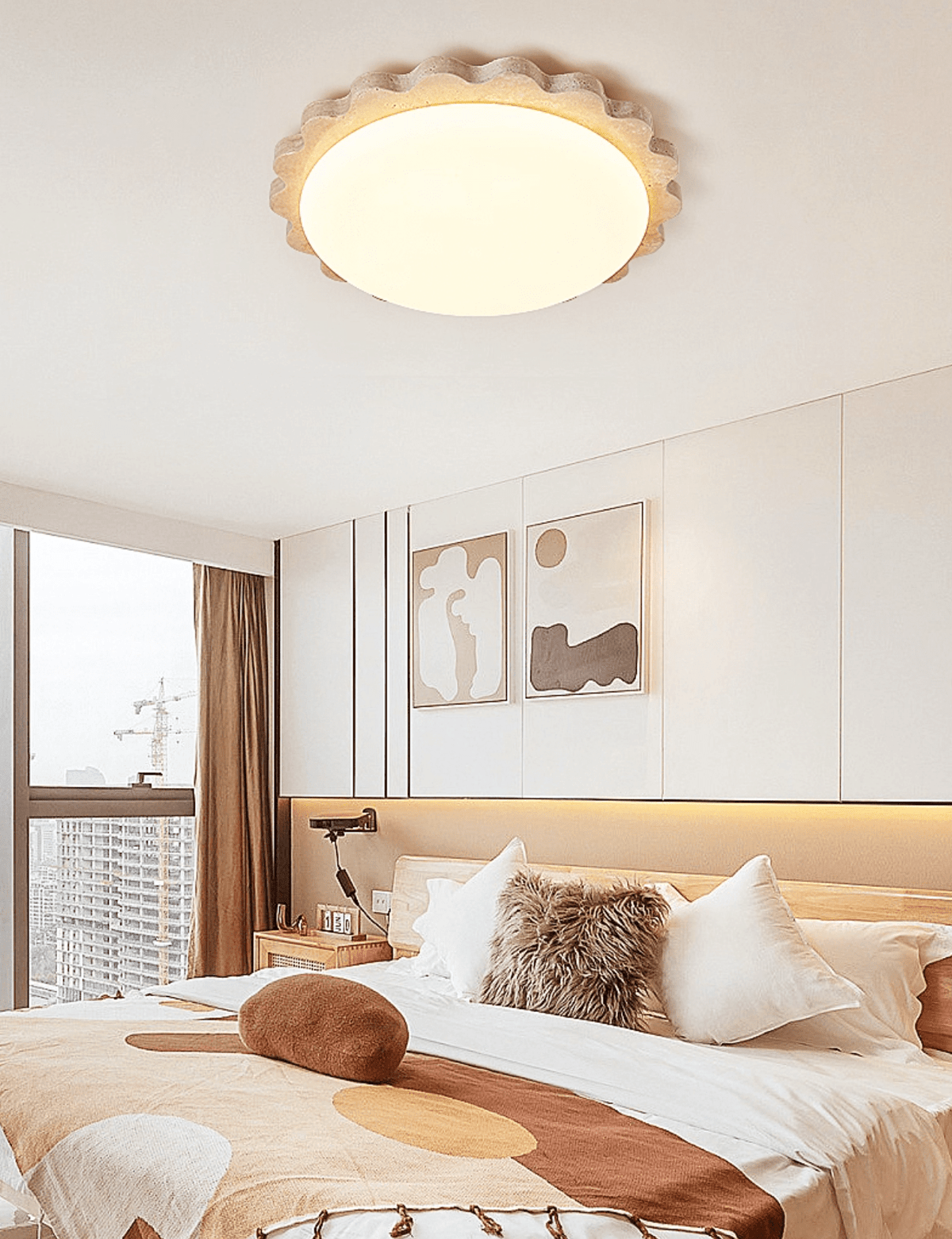 Crestwood lampada da soffitto in travertino giallo con bordo a festone