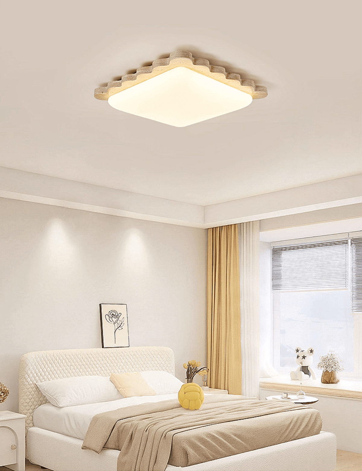 Crestwood lampada da soffitto in travertino giallo con bordo a festone