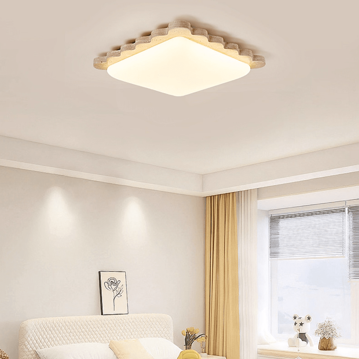Crestwood lampada da soffitto in travertino giallo con bordo a festone