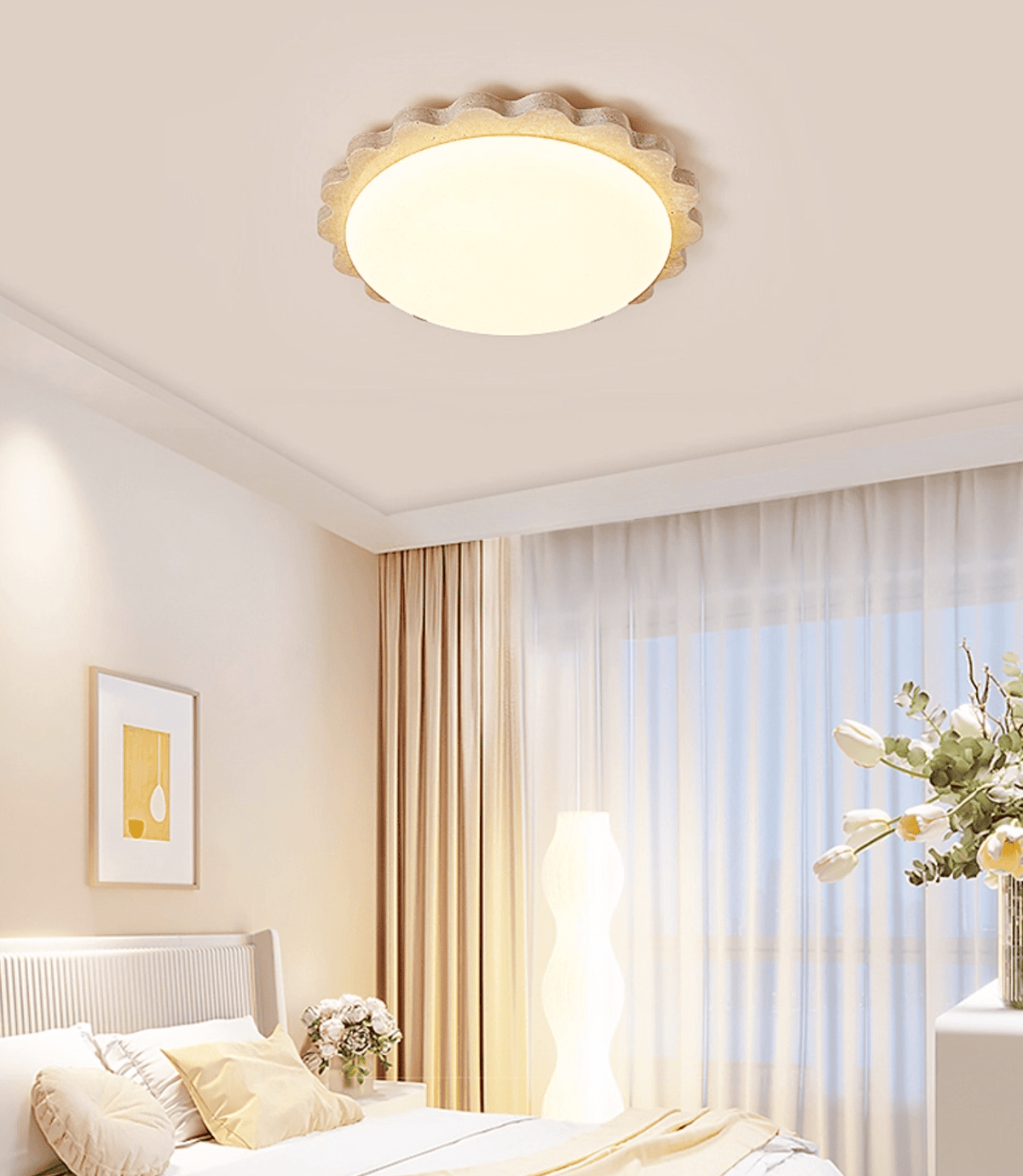 Crestwood lampada da soffitto in travertino giallo con bordo a festone