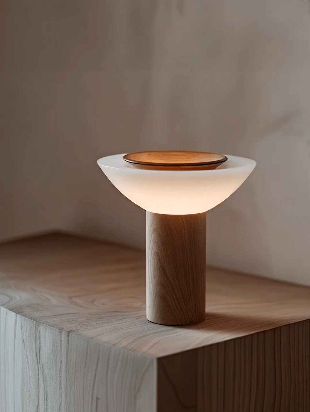 Rinenine lampada da tavolo in legno di noce