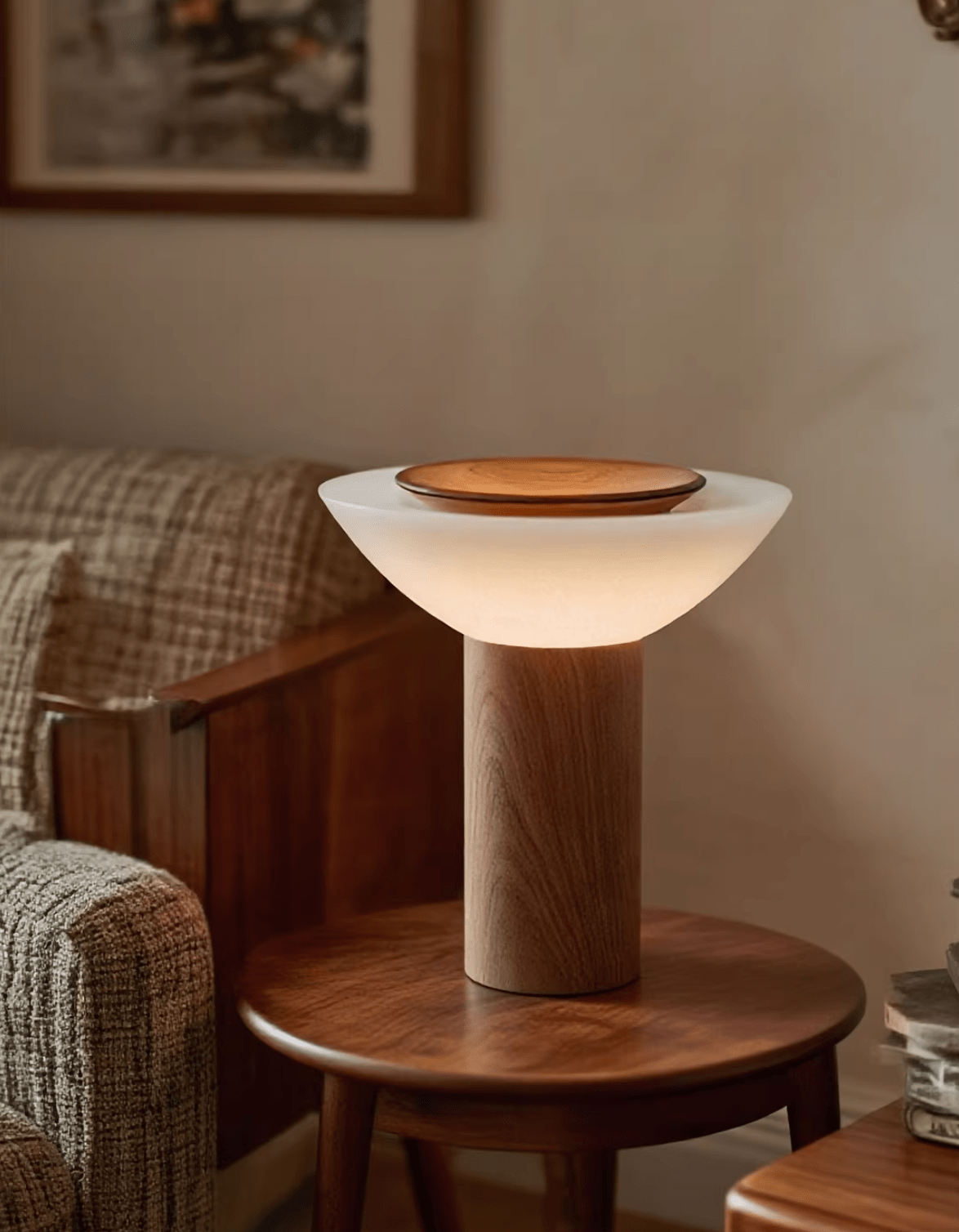 Rinenine lampada da tavolo in legno di noce