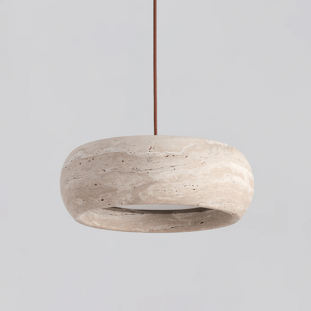 Donut lampada a sospensione in travertino
