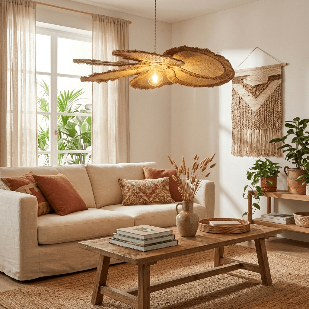 Sfrangia lampada a sospensione Raffia