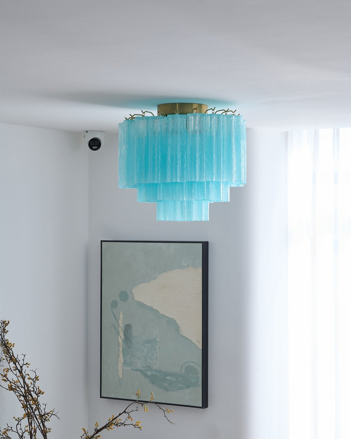 Velelena plafoniera in vetro Murano bianco Stratificato elegante moderna