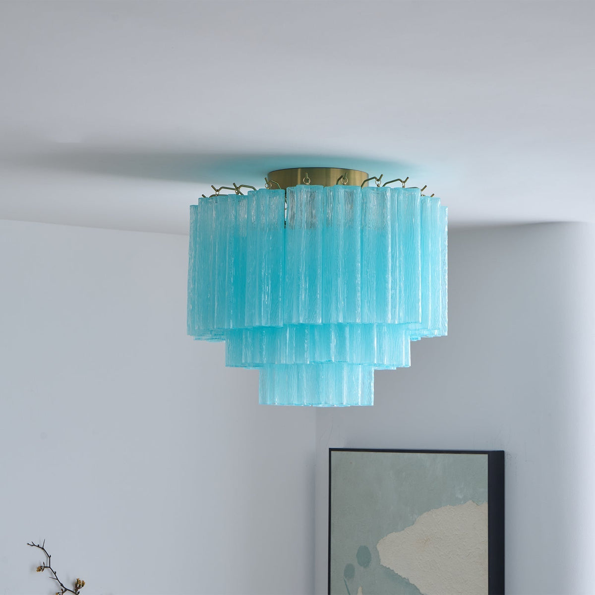 Velelena plafoniera in vetro Murano bianco Stratificato elegante moderna