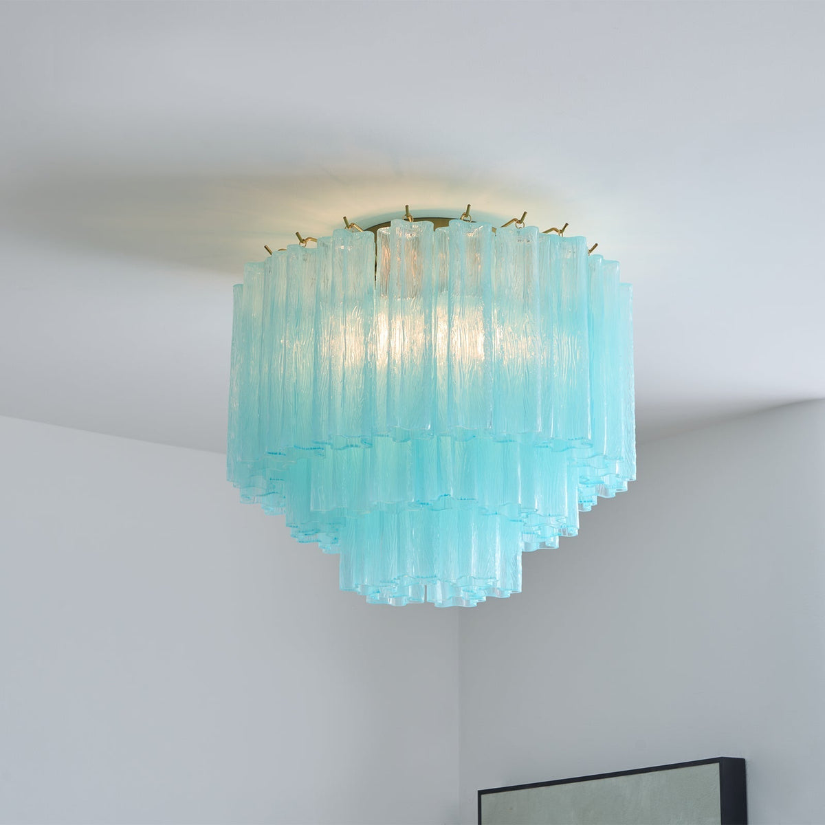 Velelena plafoniera in vetro Murano bianco Stratificato elegante moderna