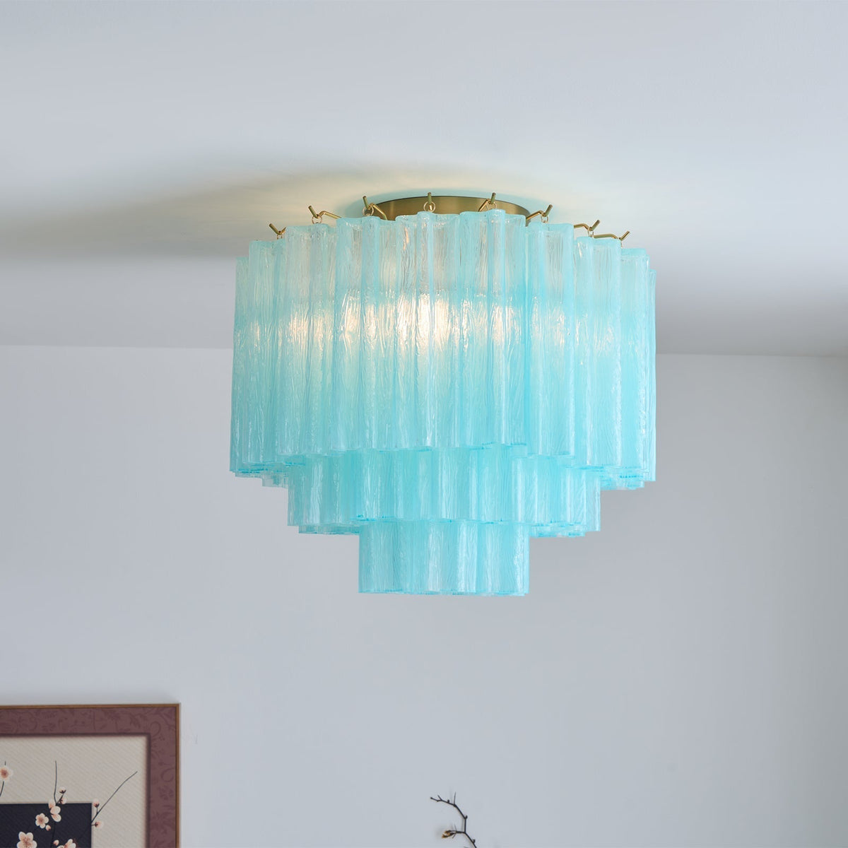 Velelena plafoniera in vetro Murano bianco Stratificato elegante moderna