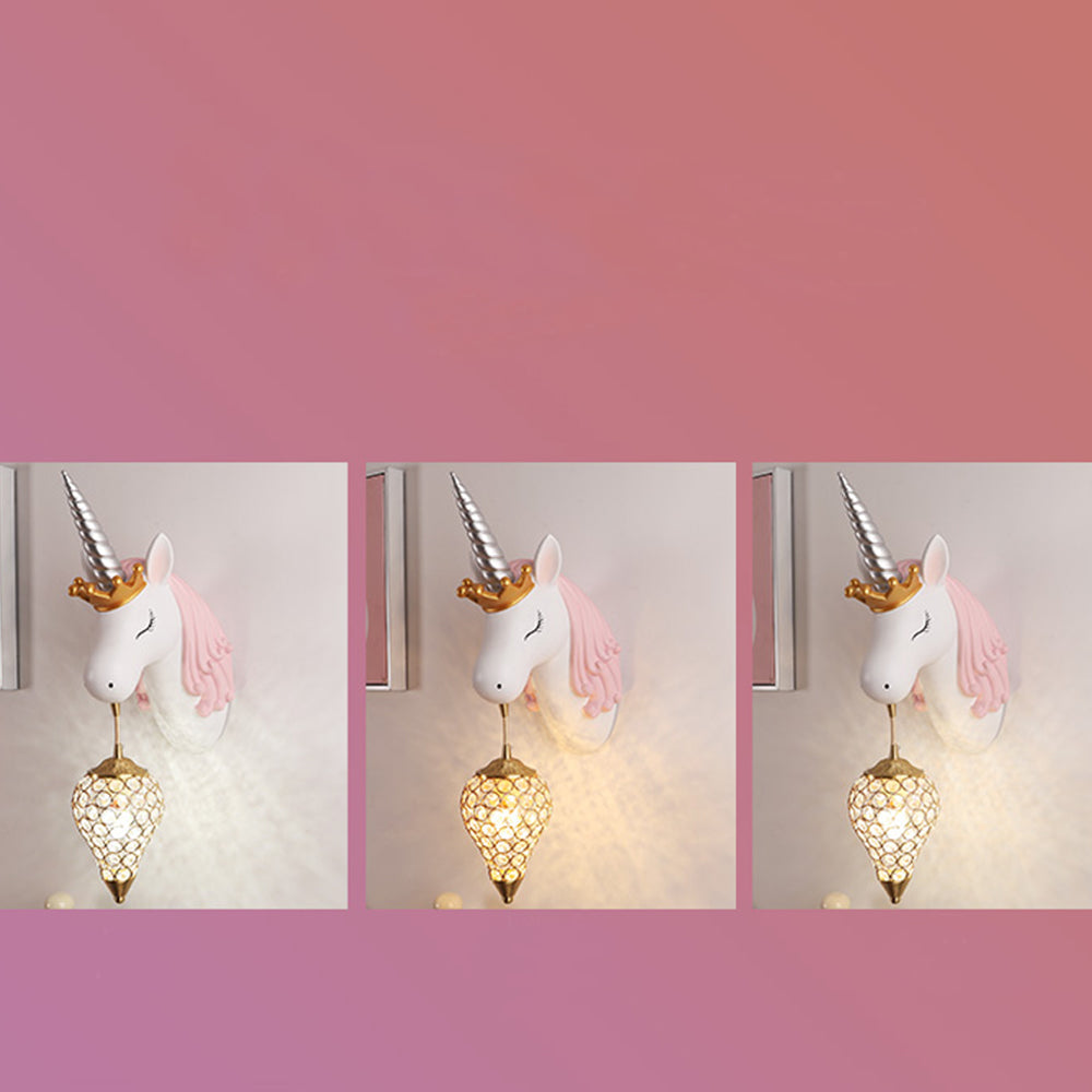 Arisha Design LED Decorativo Rosa Blu Unicorno Applique Camera da Letto