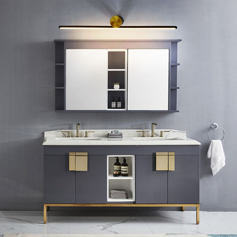 Arisha Minimalismo LED Applique Metallo Lineare Specchio Vanità Nero/Bianco Soggiorno/Camera da Letto