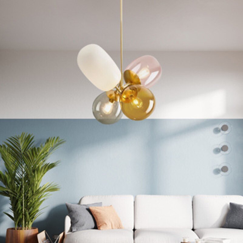 Valentina Design LED Vetro Colorate Palloncino Creative Lampade a Sospensione Metallo Vetro Soggiorno/Camera da Letto
