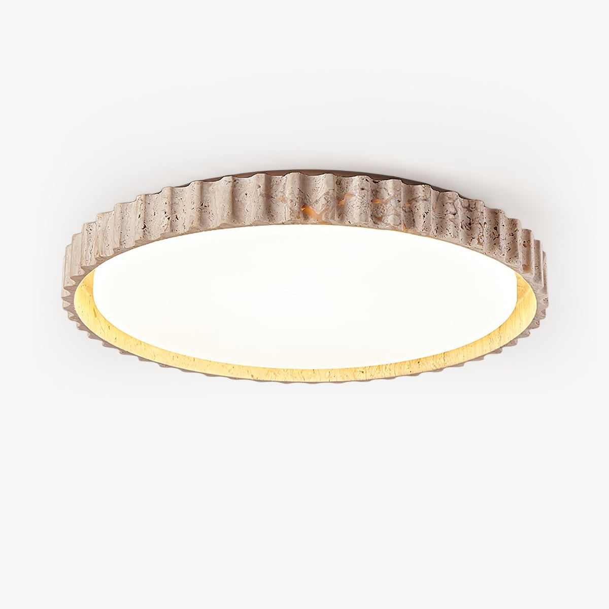 Obsidian lampada da soffitto anello a listelli in travertino