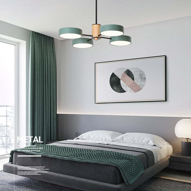 Arisha Moderna LED Design Lampada a Sospensione Metallo Legno Grigio/Verde Soggiorno/Camera da Letto