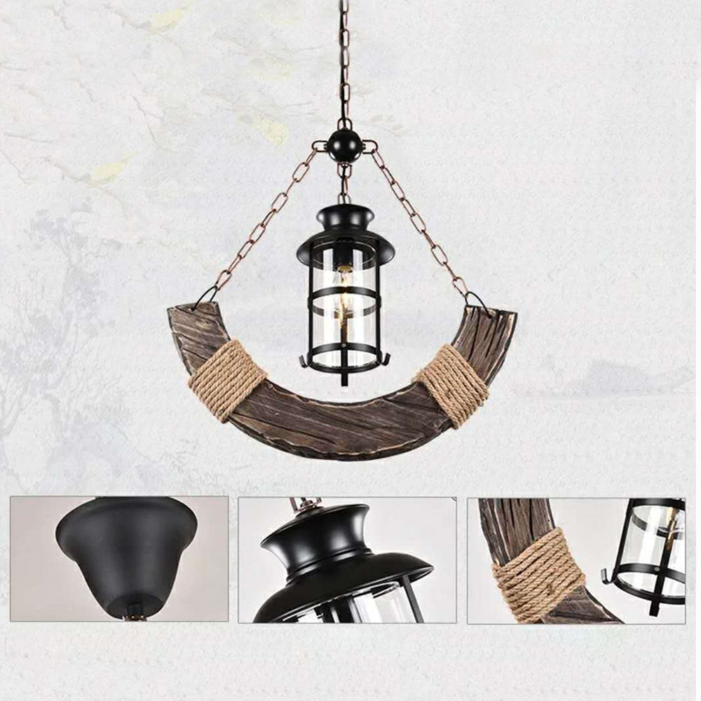 Epoch Retro Rustico LED Lampade a Sospensione Metallo Legno Soggiorno/Camera da Letto/Cucina