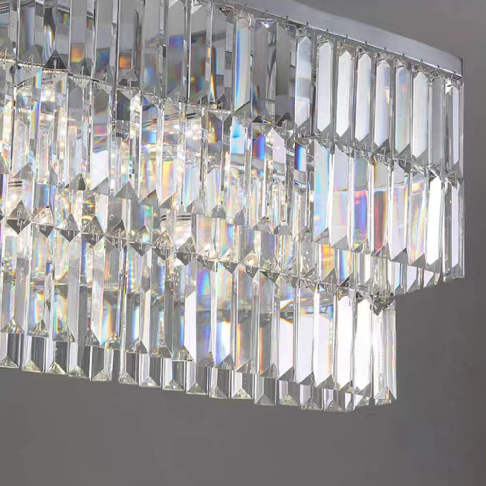 Kristy Design LED Lampadario Rettangolare d'Arte Moderna in Cristallo/Metallo Argento Soggiorno/Camera da Letto