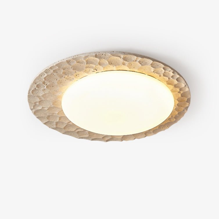 Lampada da soffitto in travertino giallo organico