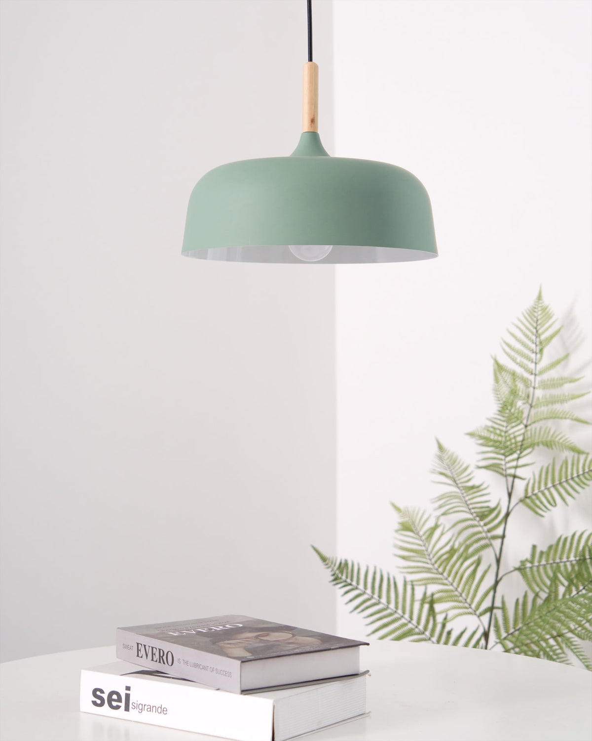 Sylivenne lampada a sospensione con paralume bianco in legno